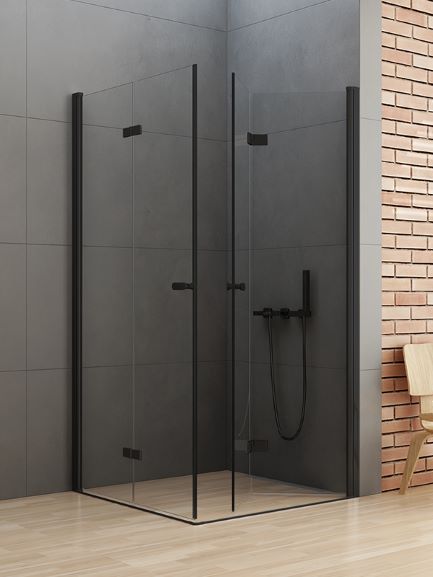 Kabina New Soleo Black drzwi łamane