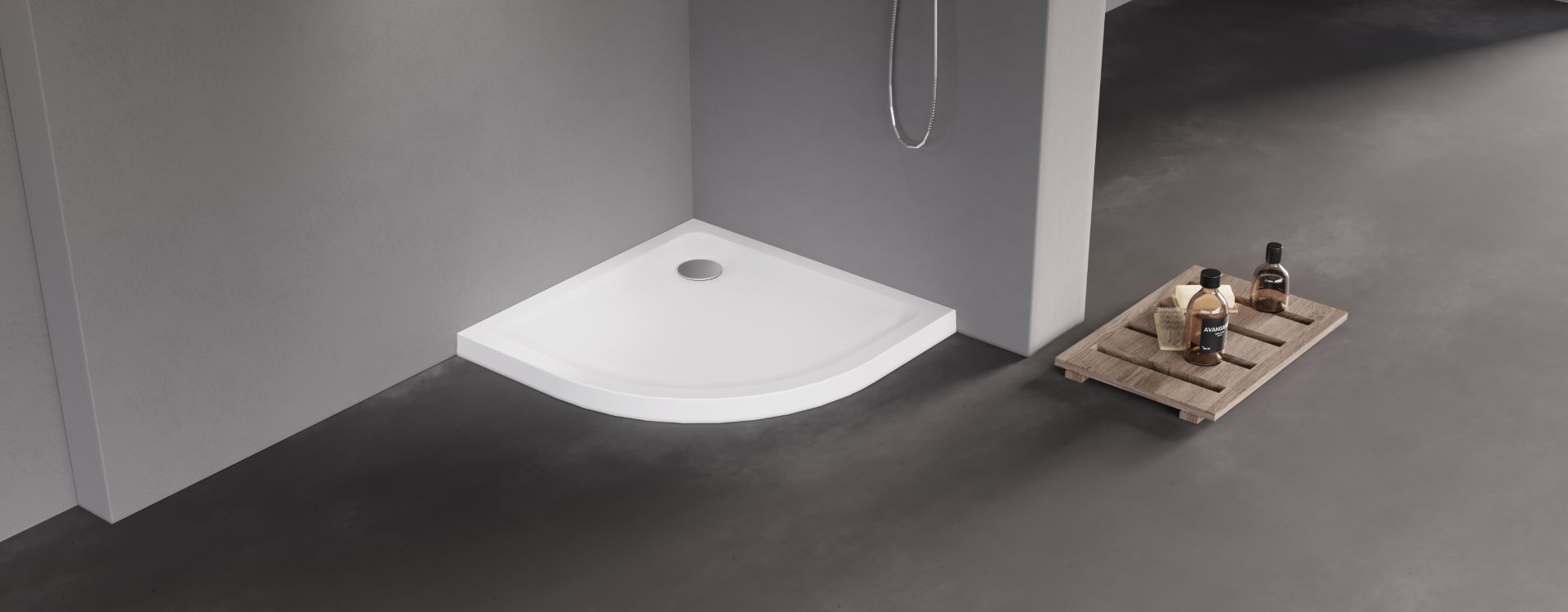 Niski nowoczesny brodzik prysznicowy Mild półokrągły