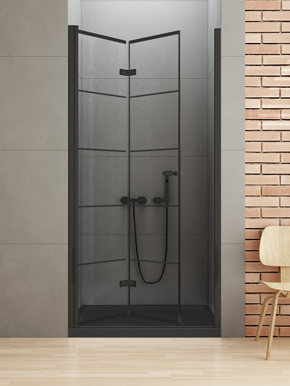 czarne drzwi prysznicowe wnękowe 90 cm
