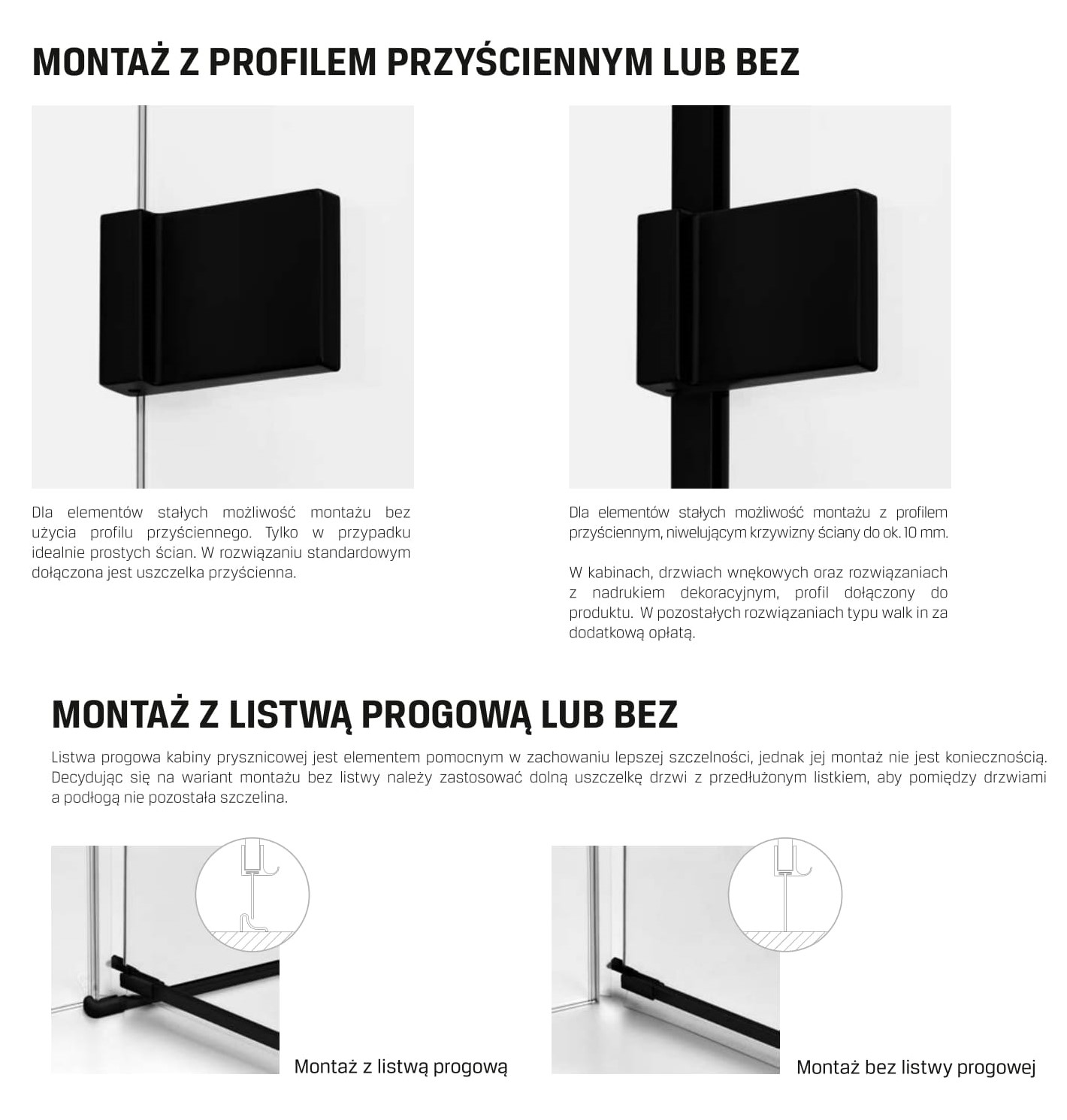 montaż kabiny Avexa Black: