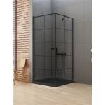 Kabina New Soleo Black kwadratowa 90x90 drzwi uchylne wzór kratka D-0285A/D-0120B