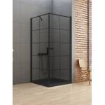 Kabina New Soleo Black kwadratowa 90x90 drzwi uchylne wzór krata D-0285A/D-0121B