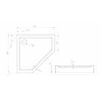 brodzik pięciokątny 80x80x15 na stelażu